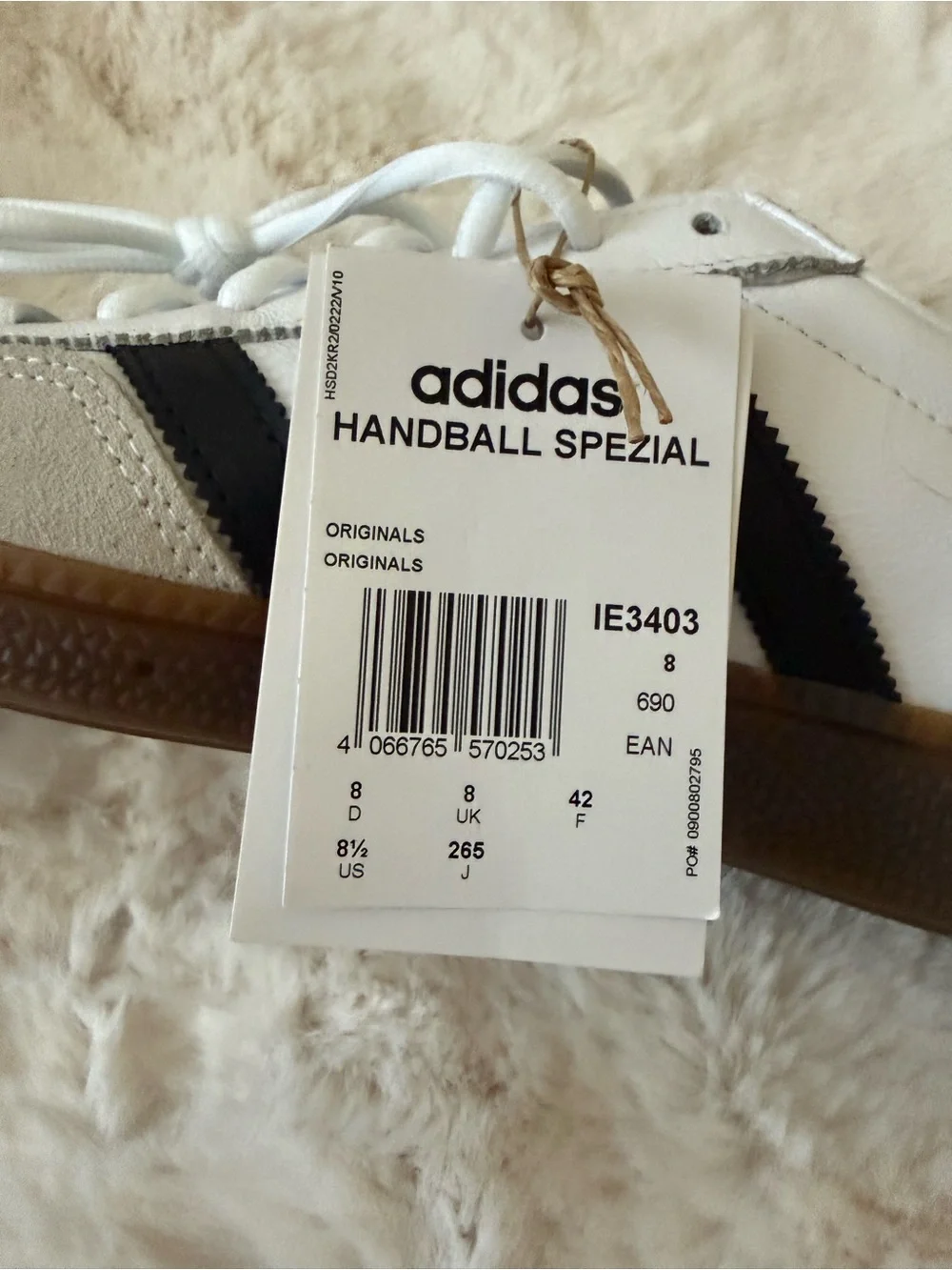 Adidas Handball Spezial Sneakers Cloud White/Black - Men’s 8.5/Women’s 9.5